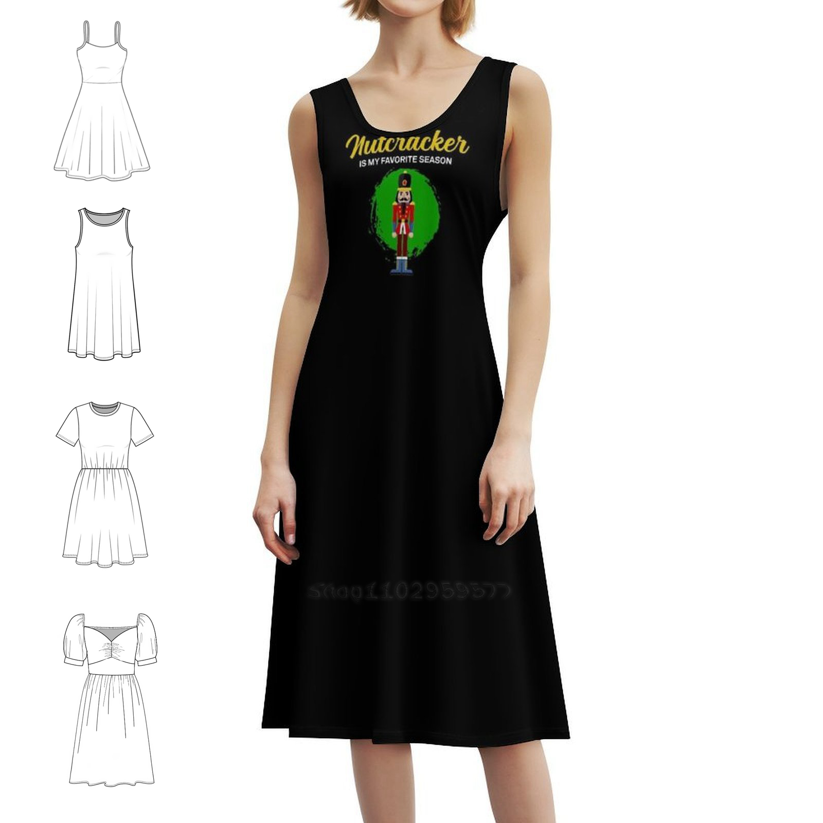 Smocked Dress Women - お気に入りの季節バレエくるみ割り人形クルーデザイン花柄スモックドレス女性のための春夏カジュアルドレスパーティーくるみ割り人形用