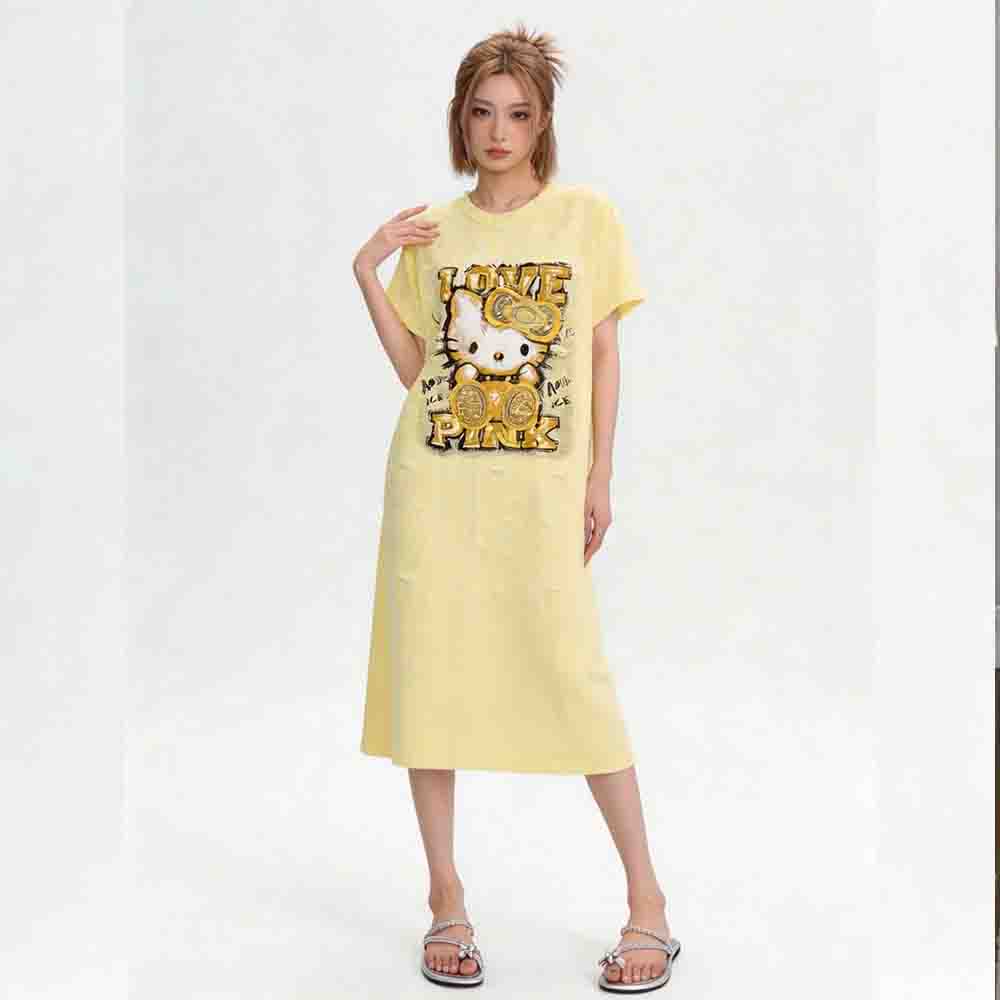 Women'S Fashion Pajamas - ハローキティ女性のパジャマかわいいかわいい漫画半袖ナイトガウン夏新薄型ゆったり快適ファッショナブルなホームウェア