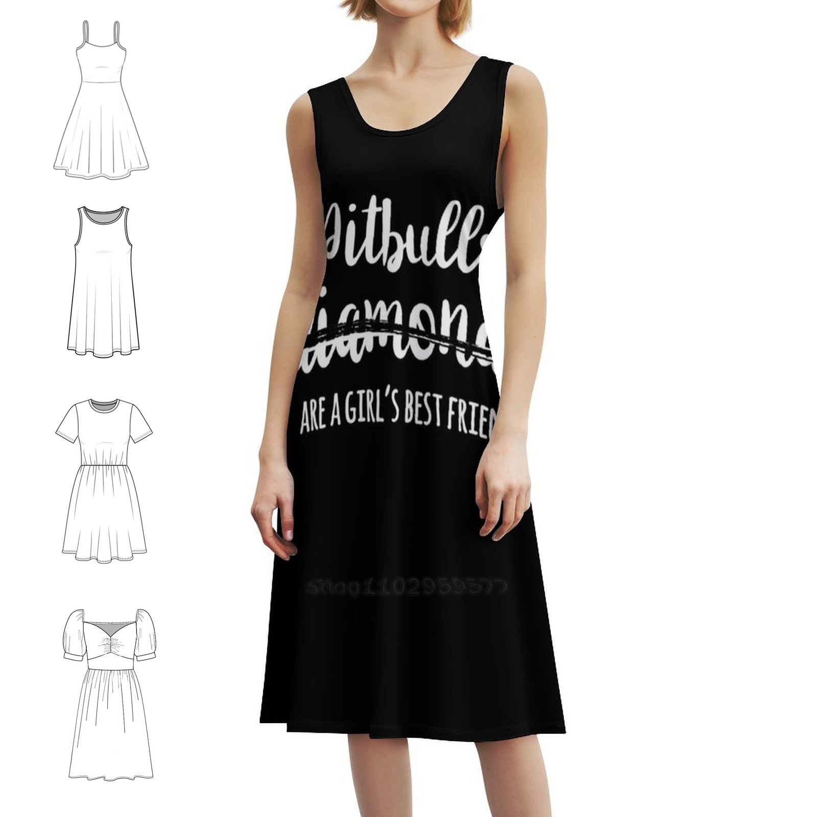 Smocked Dress Women - ピットブルは女の子の親友です 花柄スモックドレス 女性用 春夏 カジュアルドレス パーティー用