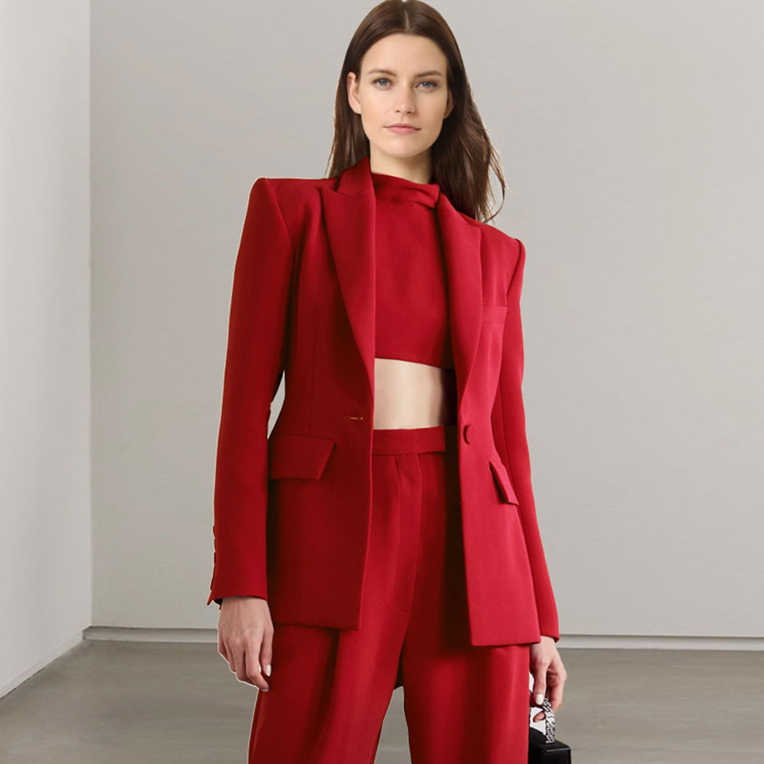 Women Fashion Jackets - アリンジェントレッド ラペル レディース ツーピースセット ビジネススーツ ファッション