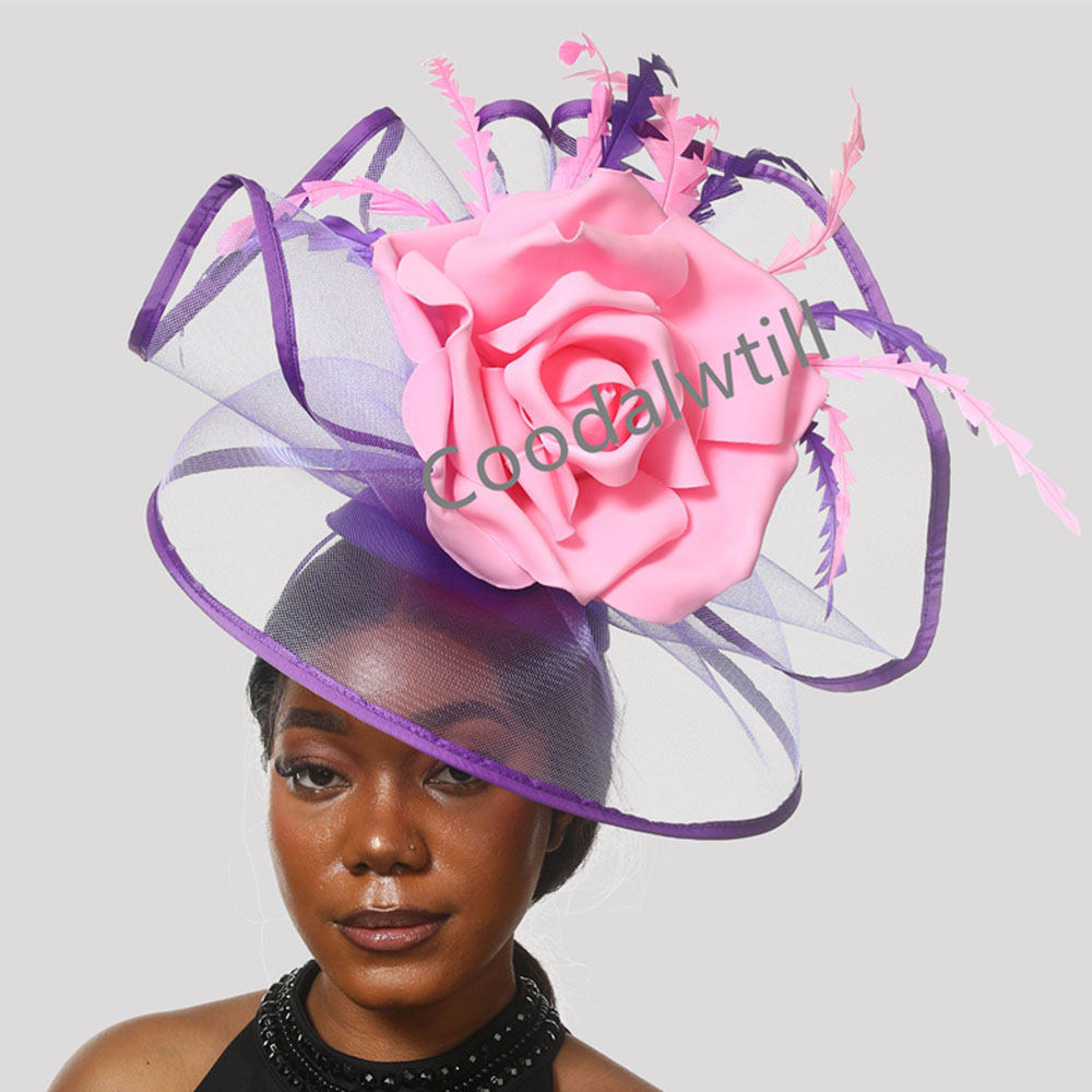 Women'S Fashion Kentucky Derby - 女性のための日焼け止めの大きな帽子、教会の大きな花のヘッドピース、kentuckyパーティー、メッシュキャップ、豪華なファッション、新しい