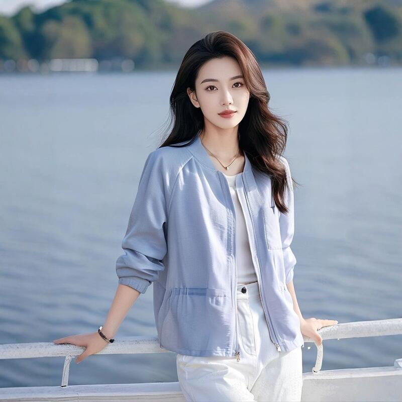 Women Fashion Jackets - ホット 2026 春秋の女性軽量ブレスジャケット日焼け止めトップスファッション多用途シンプルカジュアルルーズショートアウター
