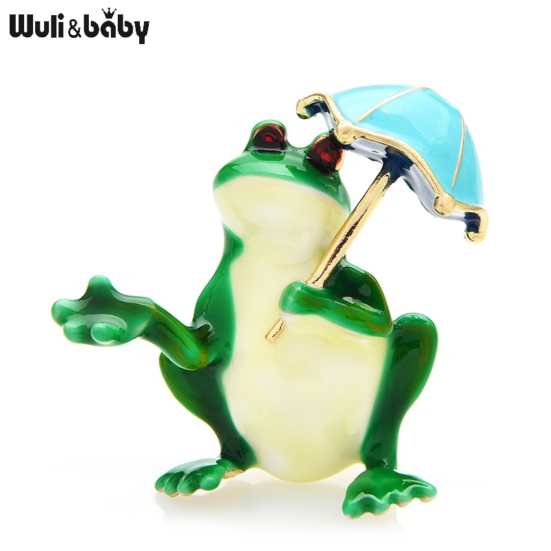 Women'S Fashion Umbrella - Wuli & baby-カエルの形をした女性用の傘ブローチ,ユニセックス,2色,エナメル,動物,パーティー,オフィス,ピン,ギフト