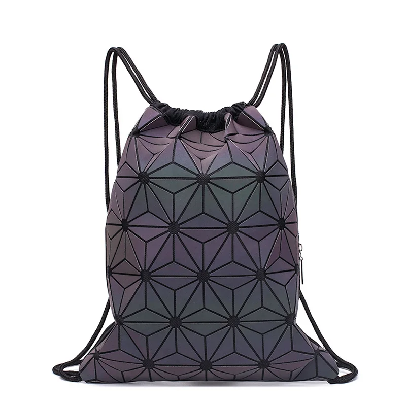 Women'S Fashion Backpack - 10代の女の子のための巾着バックパック,ホログラフィックバックパック,明るい幾何学的な女性のバックパック,ランドセル,女性のためのビーチバッグ,新しい