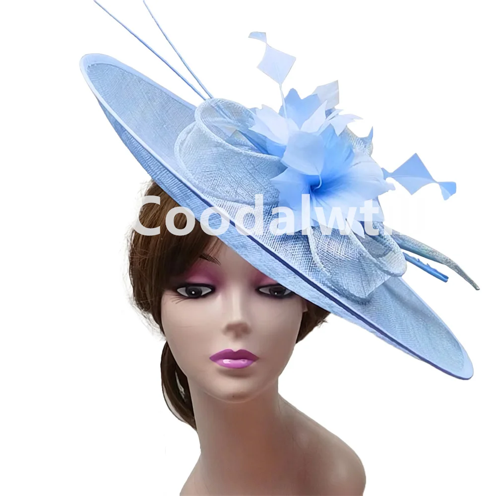 Women'S Fashion Kentucky Derby - 女性のための大きな魅力的な帽子,結婚式のヘッドピース,花のある教会の装飾