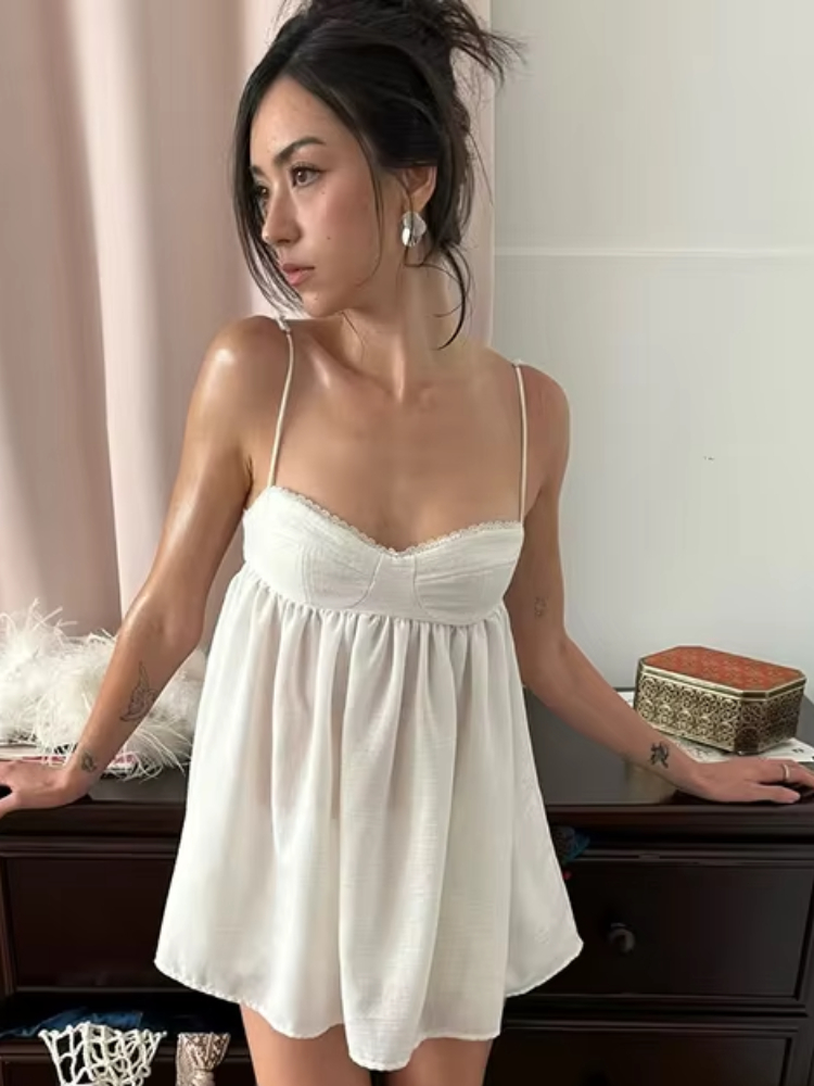Women'S Fashion Pajamas - Nibber クラシック 2 ピースセット女性用折りたたみスイートレースローネックスナップボタンバックレスキャミソール + ウエストゴムふわふわ裾ファッションパジャマ
