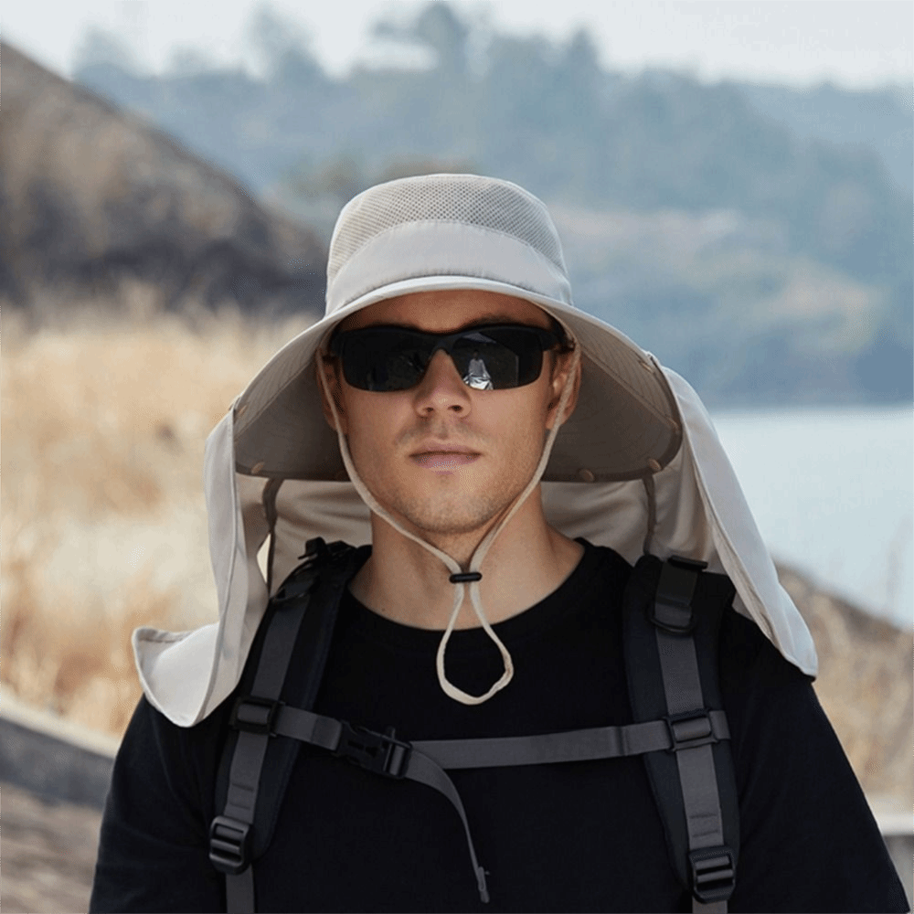 Bucket Hat Women - ファッション布男性用サンハット大きなつば取り外し可能なショール夏バケットハットストラップ付き紫外線防止女性用バイザーキャップビーチ