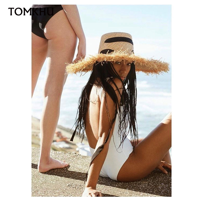 Women'S Fashion Kentucky Derby - 女性用ラフィア麦わら帽子,新しいファッション,黒の包帯リボン,生の麦わら帽子,ケンタッキーダービー,大きなつば,夏のビーチ用