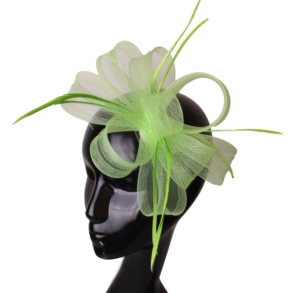 Women'S Fashion Kentucky Derby - フェザーリボン付きヴィンテージメッシュティーパーティーダービーハット、ブライダルケンタッキーヘッドバンド（女性用）