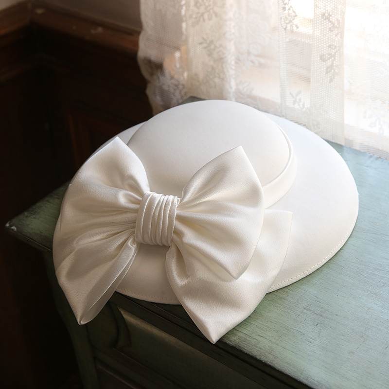 Bucket Hat Women - 女性のための大きな弓、宴会パーティー、結婚式の帽子、女の子のためのクリップ付きの広いつばの弓