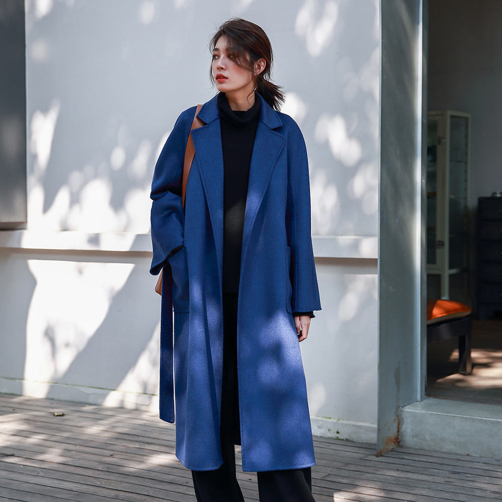 Women'S Fashion Long Coat - Allingentle レディース ロングコート フラットカラー ジャケット ファッション
