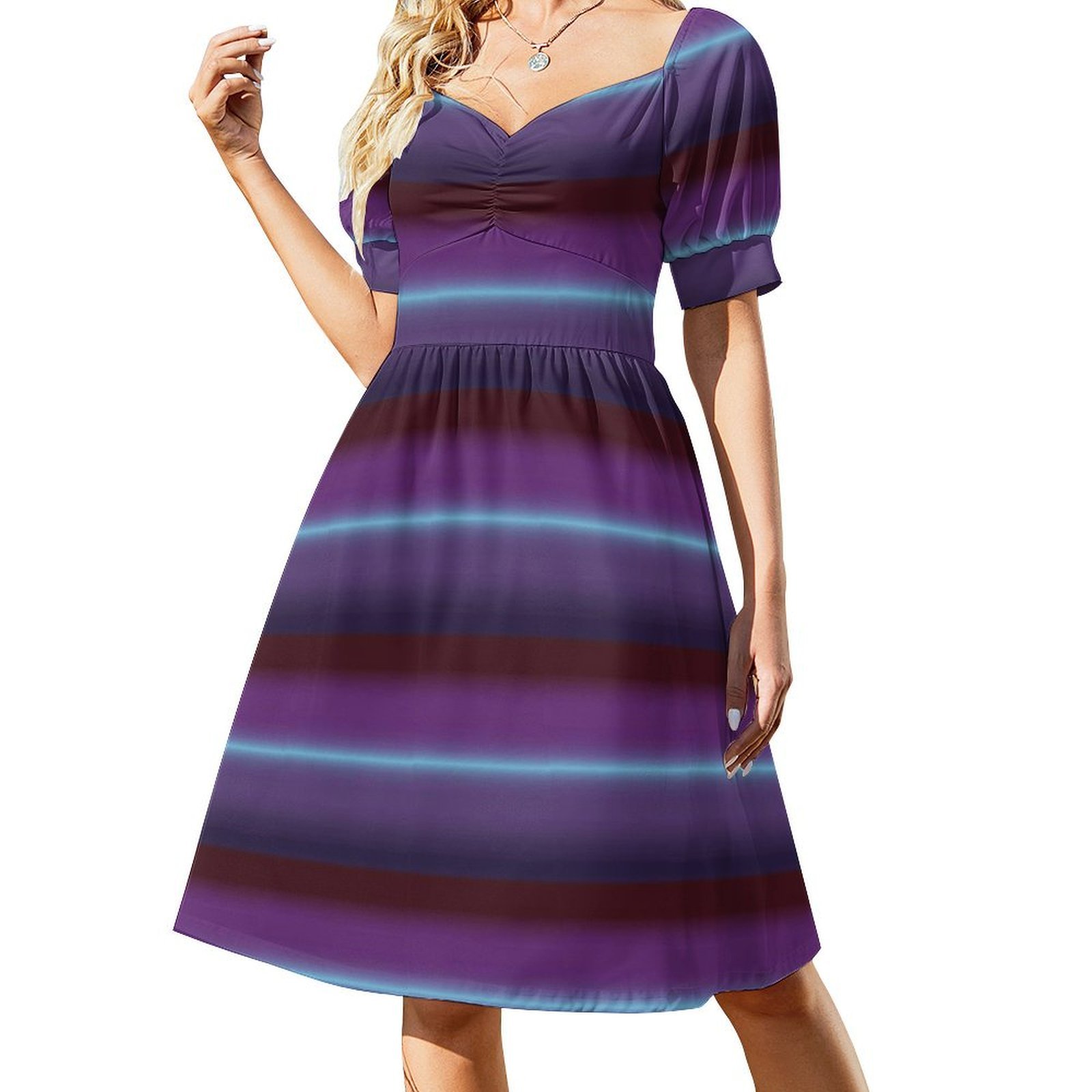 Smocked Dress Women - グラデーション花柄スモックドレス女性のための春夏カジュアルドレスパーティーグラデーションオンブルカラーカラフルな美しい女性のドレス