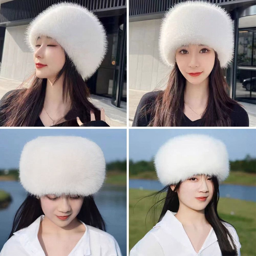 Bucket Hat Women - 屋外用ぬいぐるみ風バケットハット、耳当て付き、暖かいパナマハット、柔らかい冬用バケットハット、女性用サンキャップ