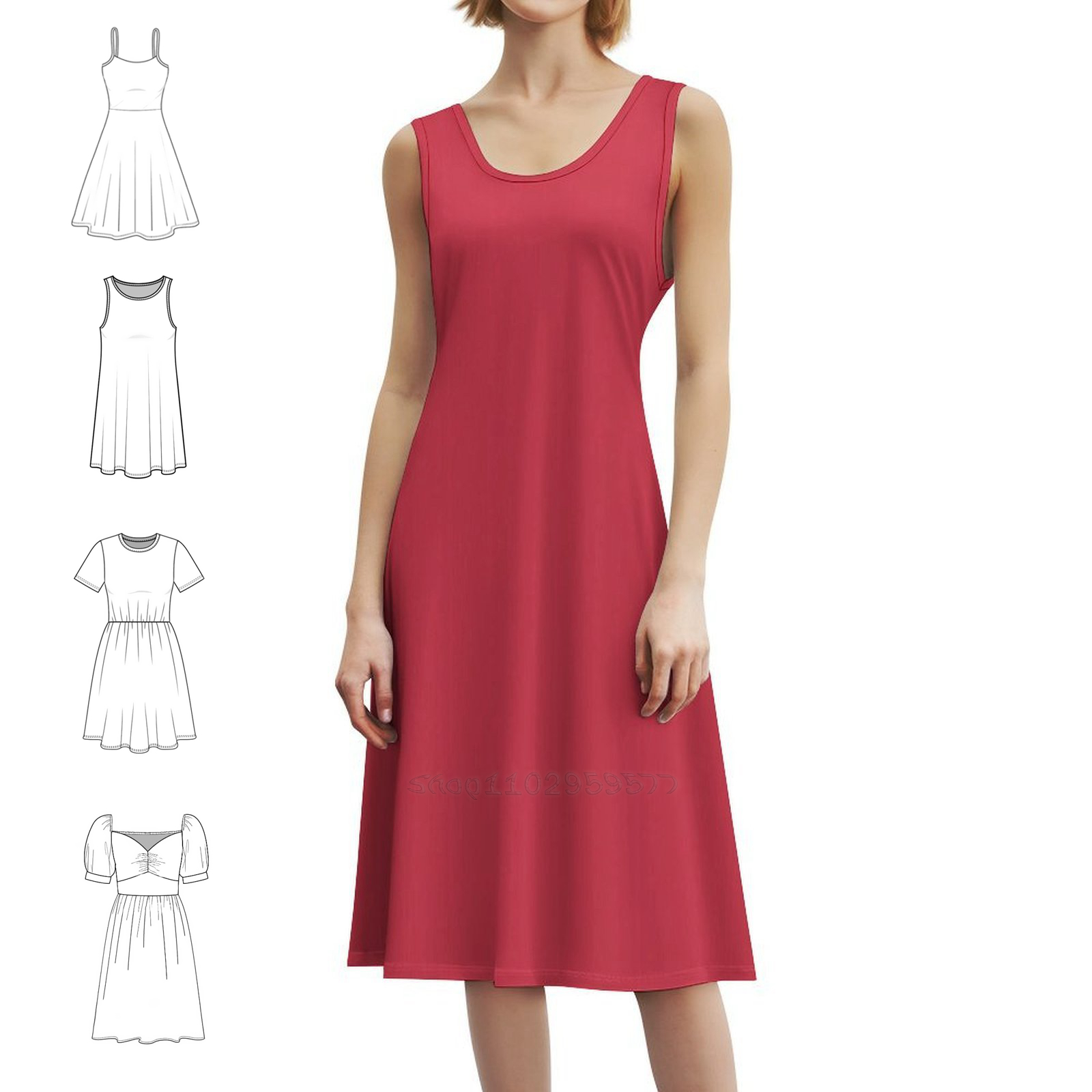 パプリカ花柄スモックドレス女性のための春夏カジュアルドレスパ - Smocked Dress Women のレビューと価格