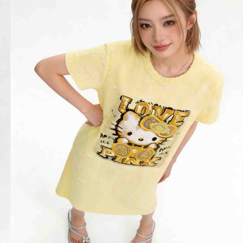 ハローキティ女性のパジャマかわいいかわいい漫画半袖ナイトガウ - Women'S Fashion Pajamas のレビューと価格