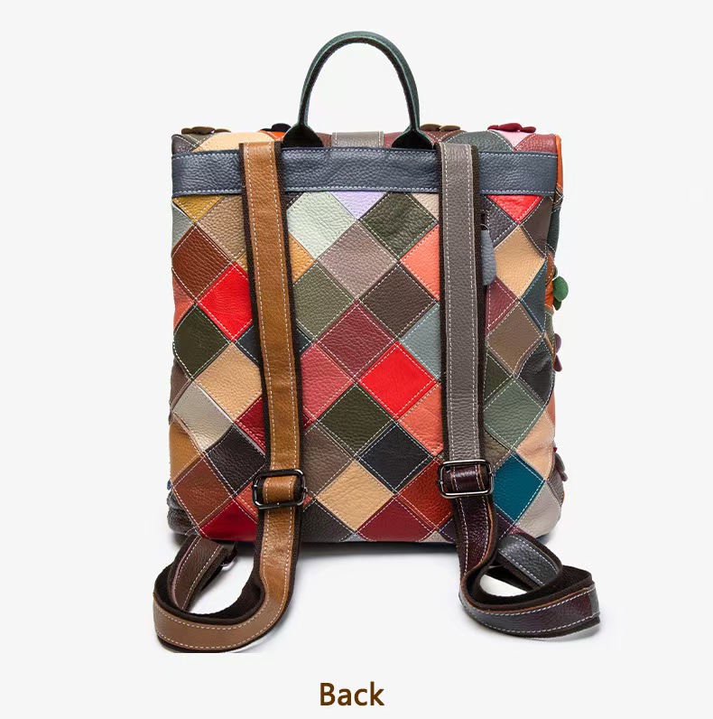 ヴィンテージ女性本革バックパックフラワーリアル牛革ショルダー - Women'S Fashion Backpack のレビューと価格