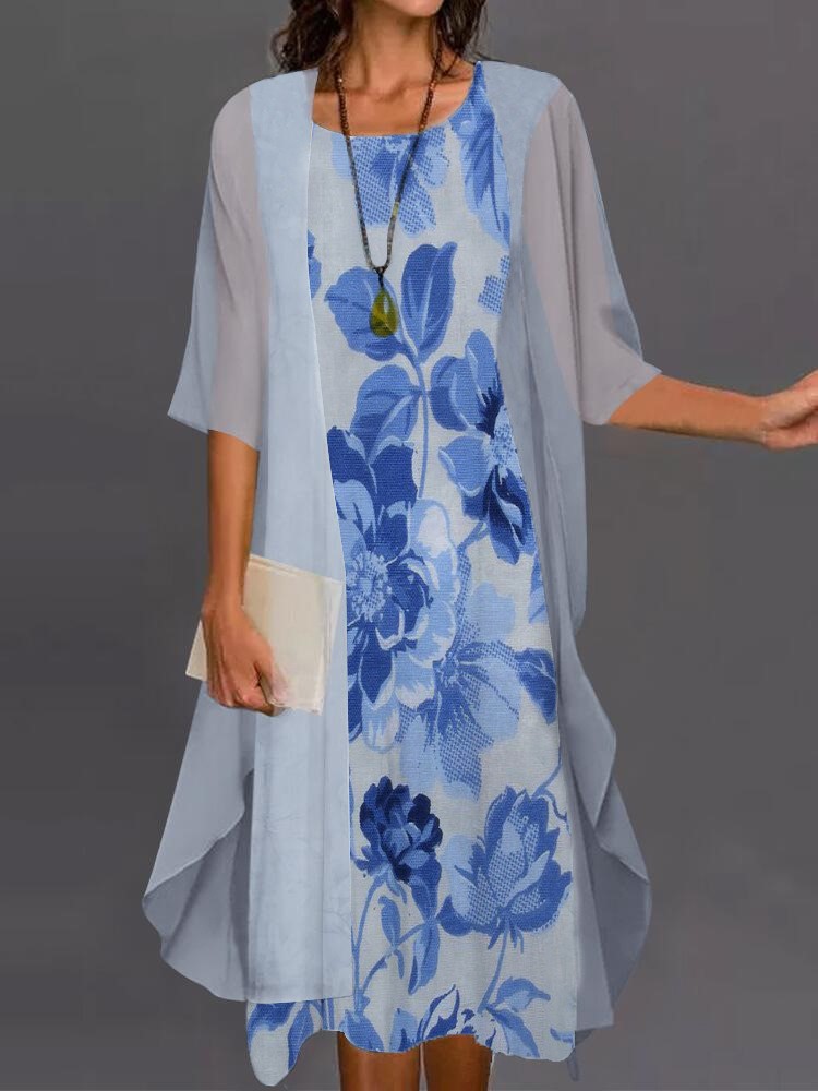 女性のツーピースセット,花柄,カジュアルなロングカーディガン - Women'S Fashion Long Coat のレビューと価格