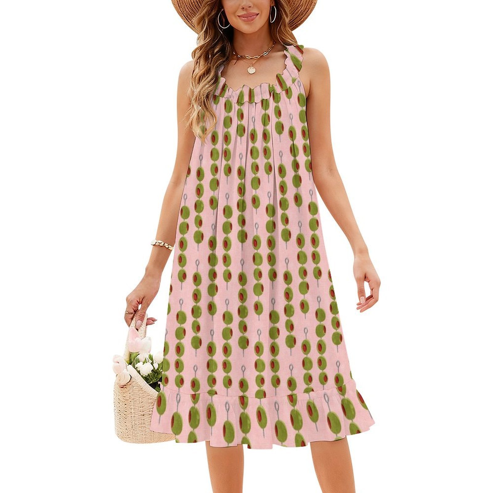 カクテルオリーブ-オリーブオンアスティック（ピンク）女性用フ - Smocked Dress Women のレビューと価格
