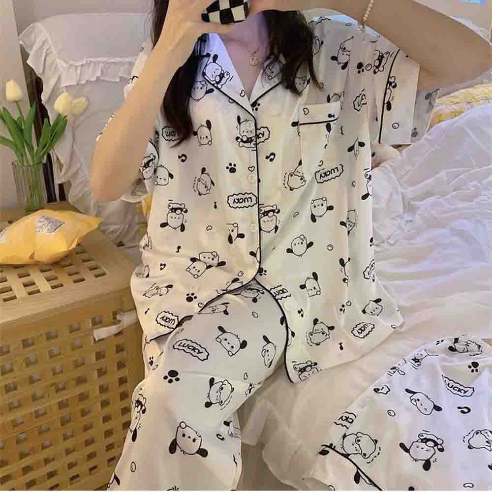 かわいいポチャッコ漫画柄レディース3点セット春用ホームウェア - Women'S Fashion Pajamas のレビューと価格