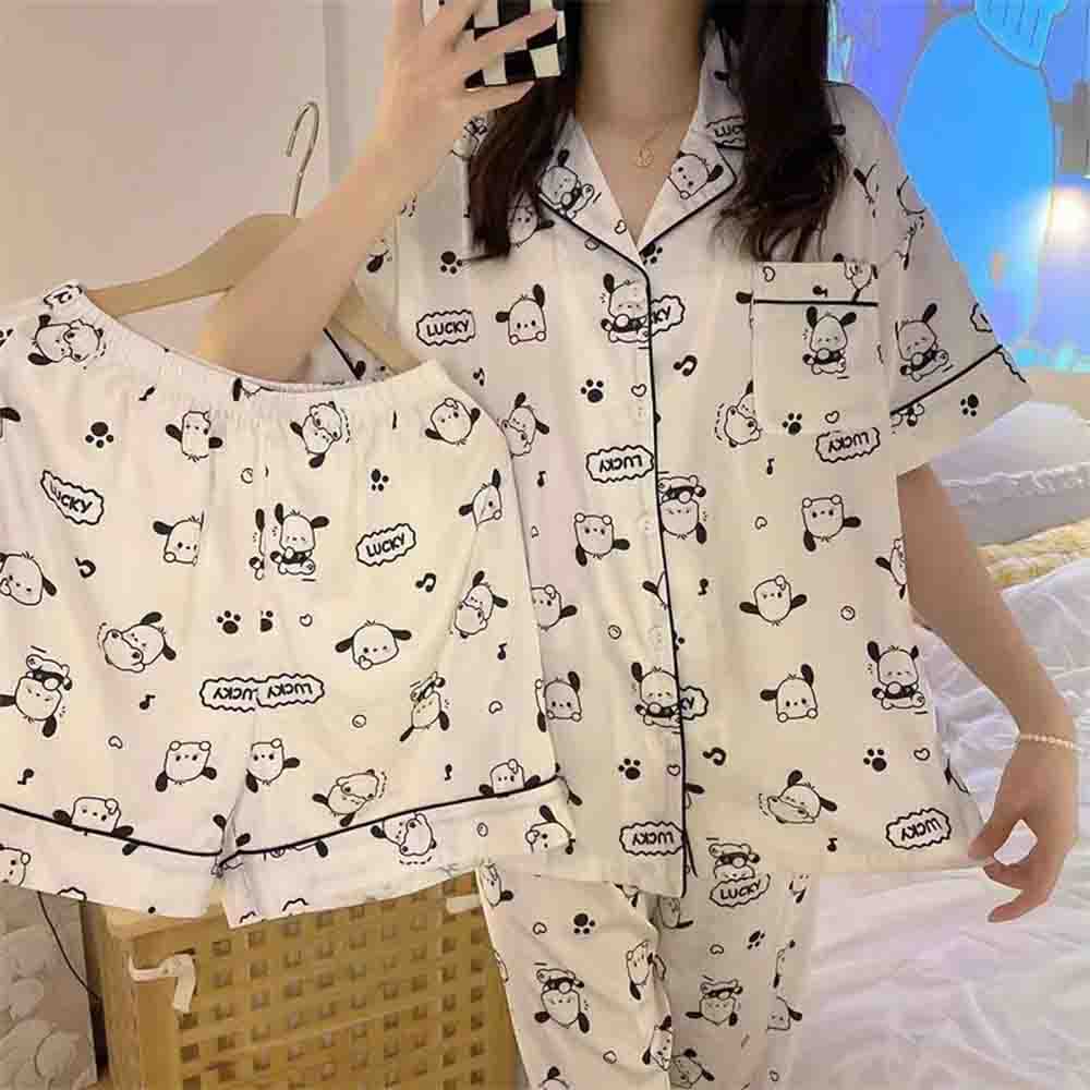 かわいいポチャッコ漫画柄レディース3点セット春用ホームウェア - Women'S Fashion Pajamas のレビューと価格