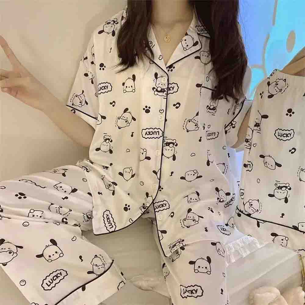 かわいいポチャッコ漫画柄レディース3点セット春用ホームウェア - Women'S Fashion Pajamas のレビューと価格