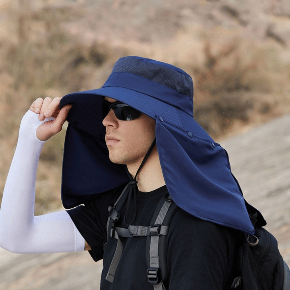 シンプルな布製男性用サンハット、ネックプロテクション付き、取 - Bucket Hat Women のレビューと価格