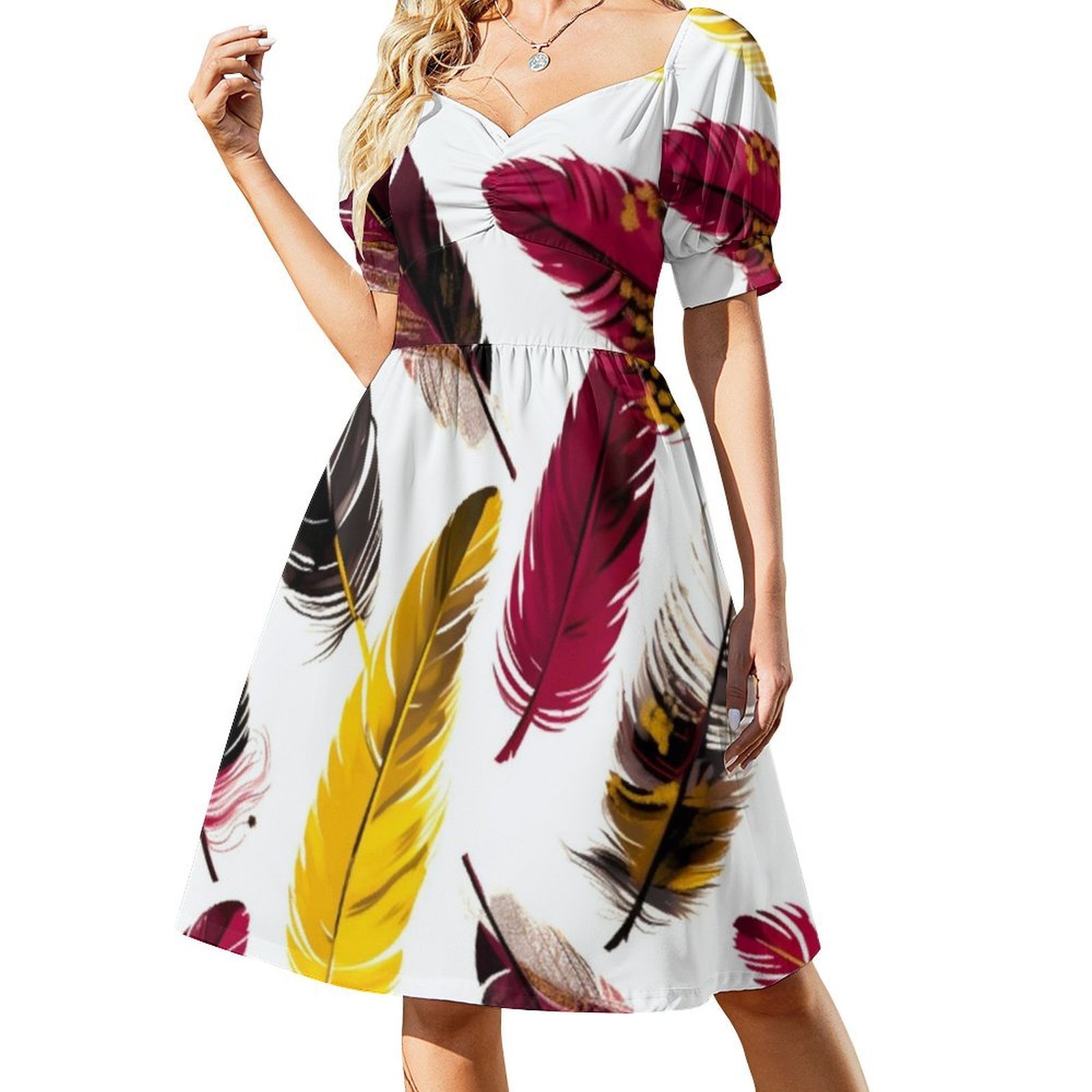 フェザーズ-ピンク アイボリー ゴールド ブラック 3 花柄 - Smocked Dress Women のレビューと価格