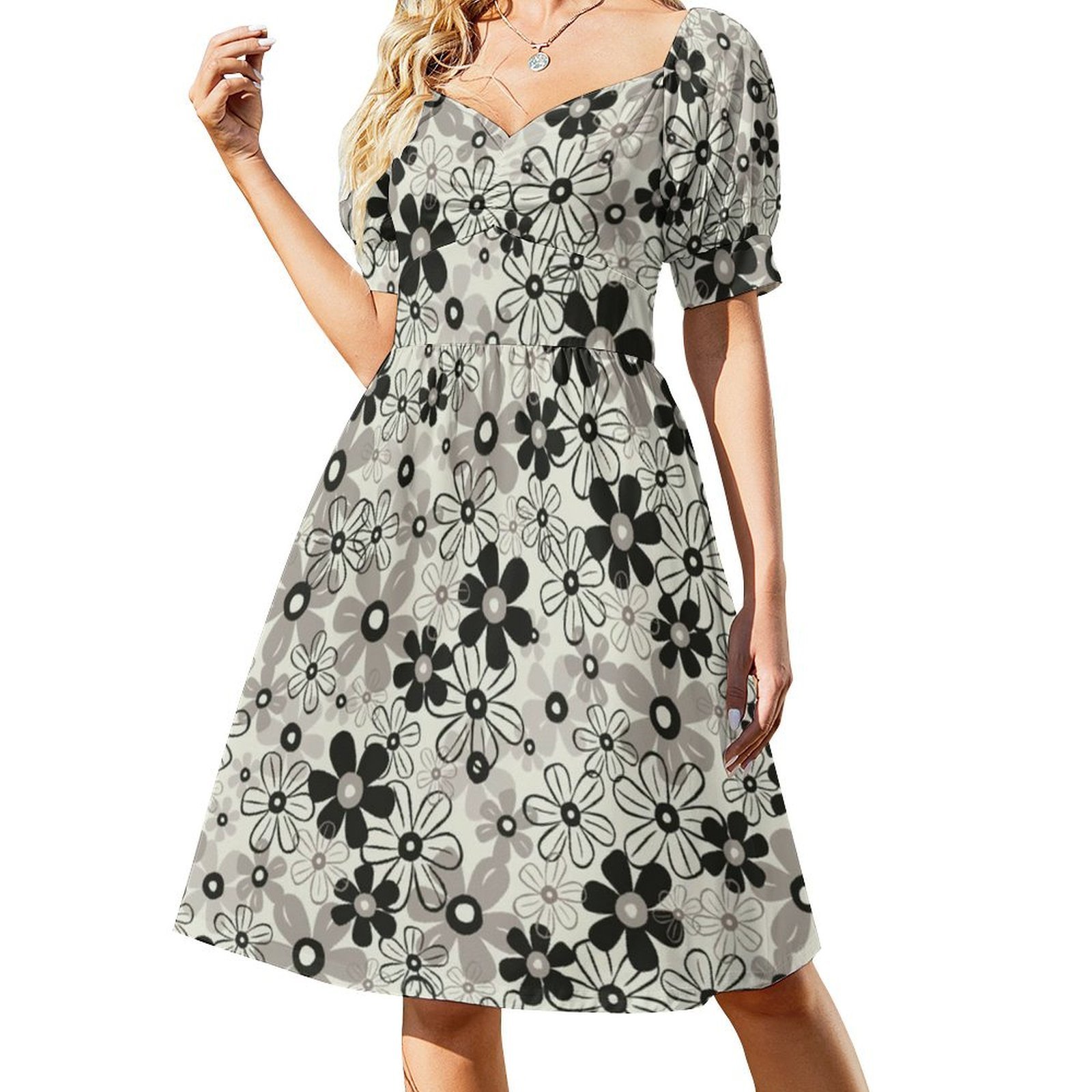 春の靴下花柄スモックドレス女性用春夏カジュアルドレスパーティ - Smocked Dress Women のレビューと価格
