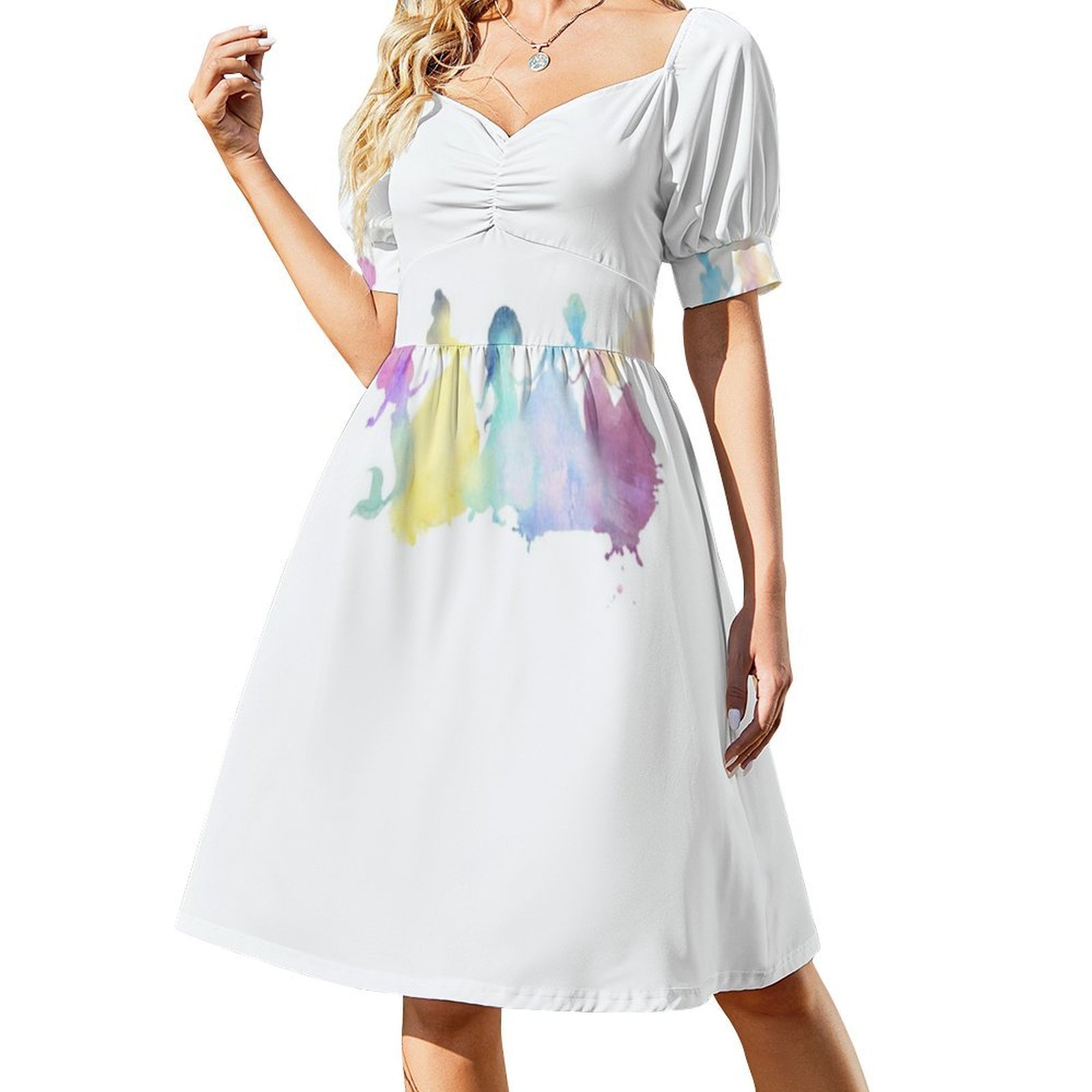 プリンセスの色の花柄スモックドレス女性のための春夏カジュアル - Smocked Dress Women のレビューと価格
