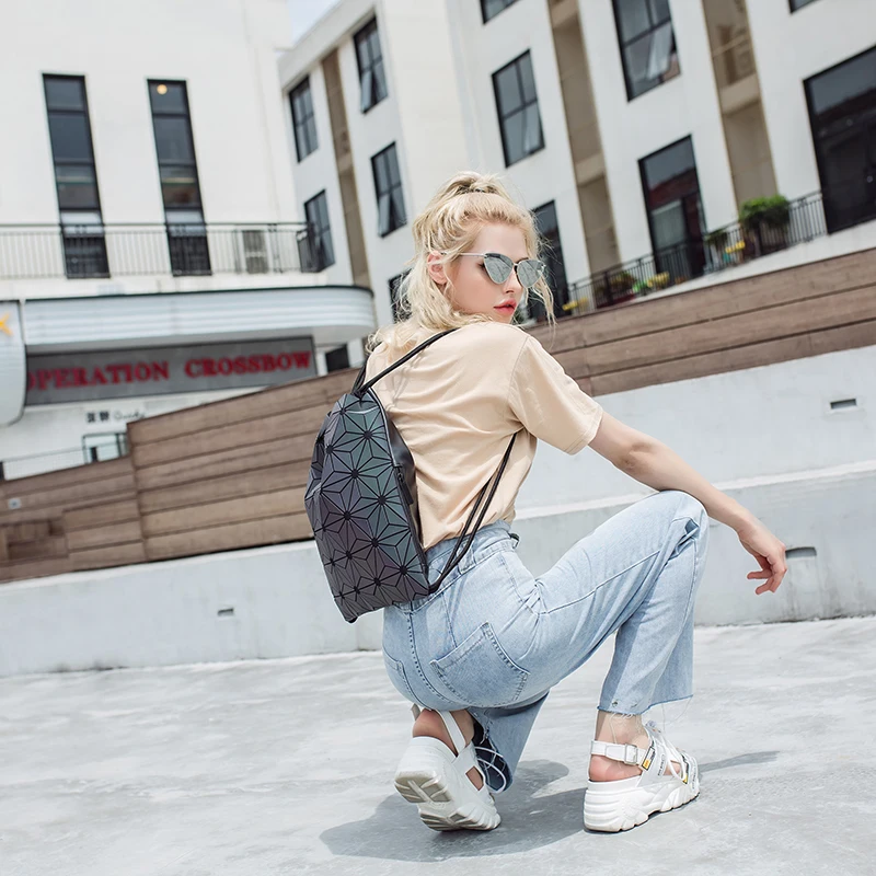 10代の女の子のための巾着バックパック,ホログラフィックバッ - Women'S Fashion Backpack のレビューと価格