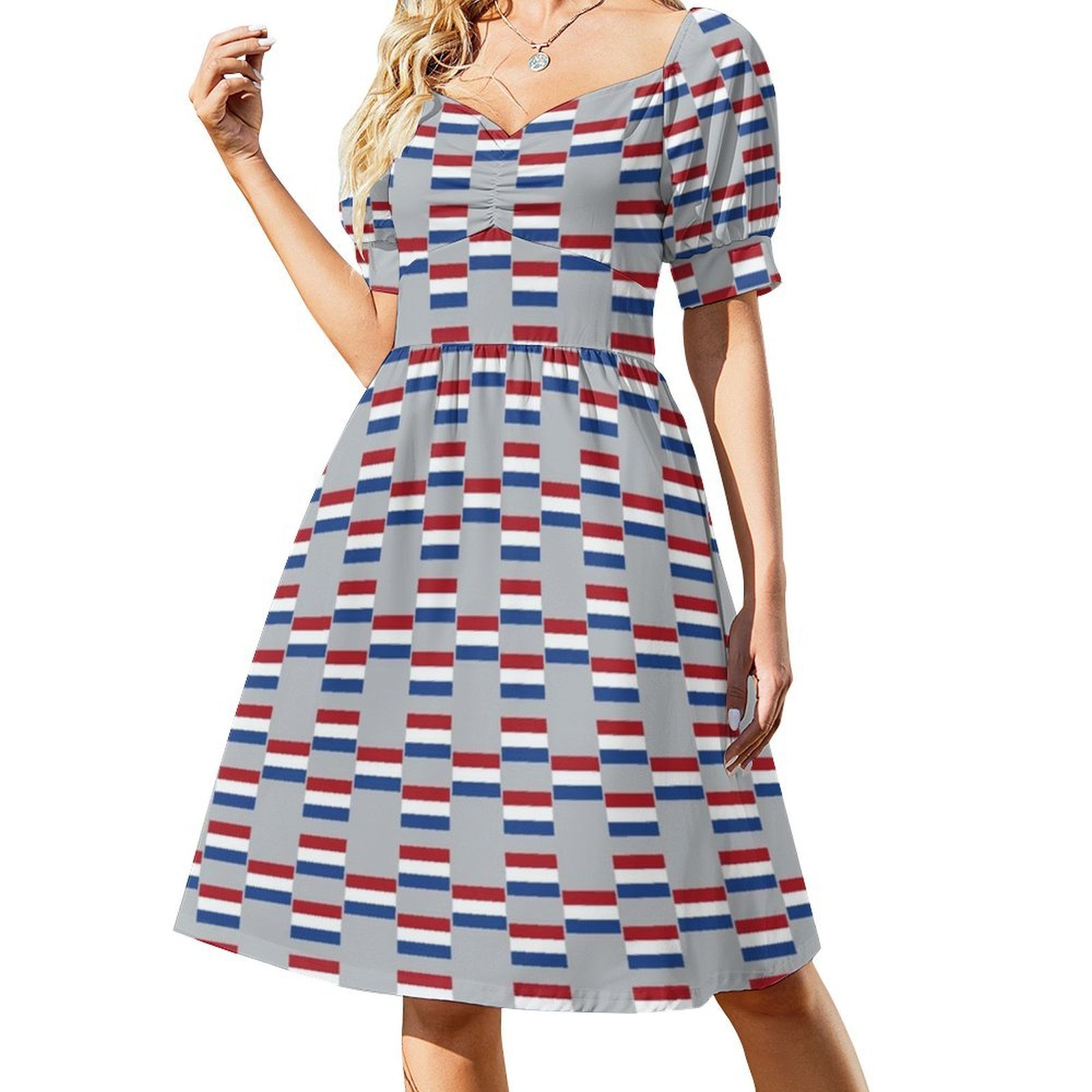 Vlag Van オランダ国旗 花柄スモックドレス 女性用  - Smocked Dress Women のレビューと価格