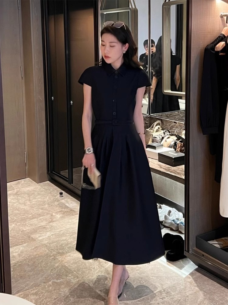 エレガントな無地ヘップバーンスタイル通勤ワンピース半袖フレン - Women'S Fashion Umbrella のレビューと価格