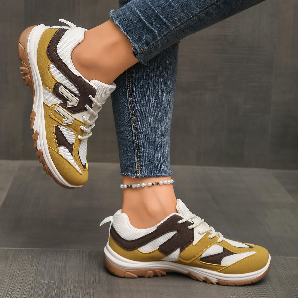 ファッション グレーイエローミックスカラー ノンスリップ ハ - Women'S Yellow Fashion Sneakers のレビューと価格