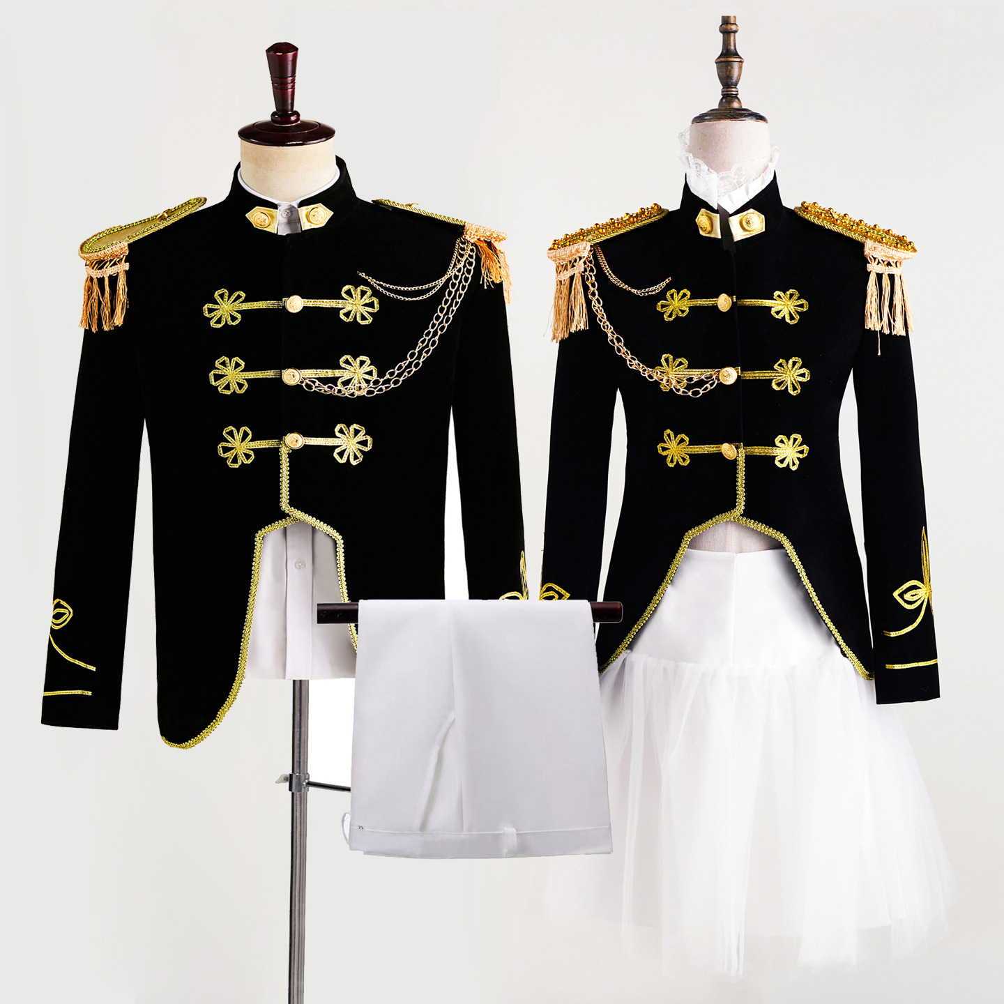 ファッションネイビードレススーツ、男性と女性用、ステージポー - Women Fashion Jackets のレビューと価格