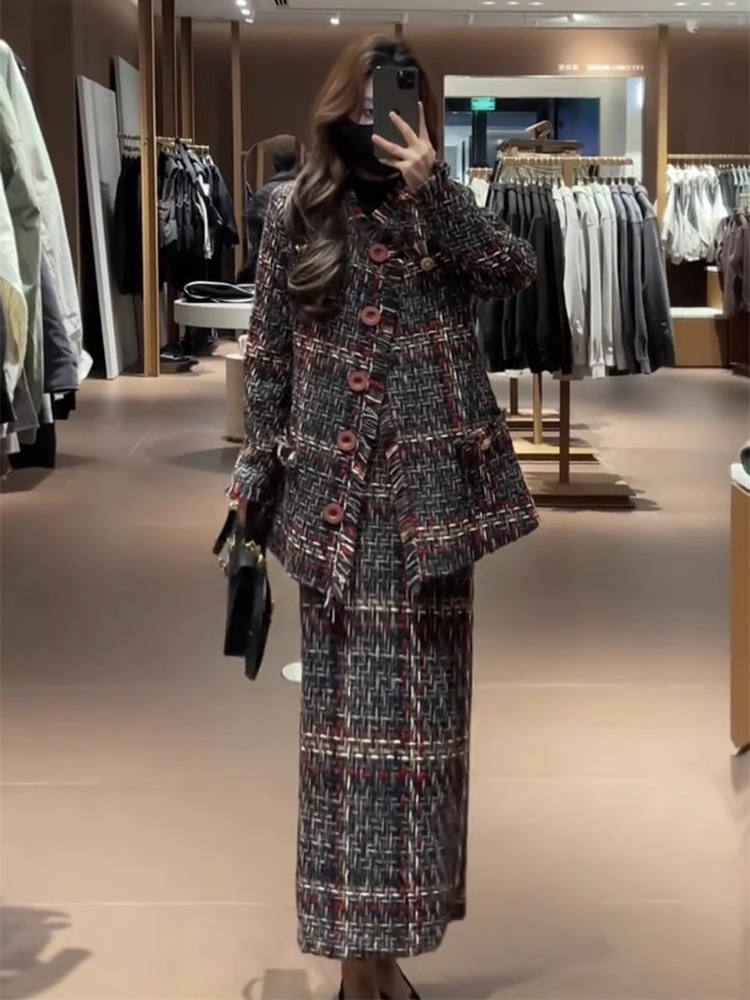 冬の新作レディースファッション、高級感のある雰囲気の粗織り、 - Women'S Fashion Long Coat のレビューと価格