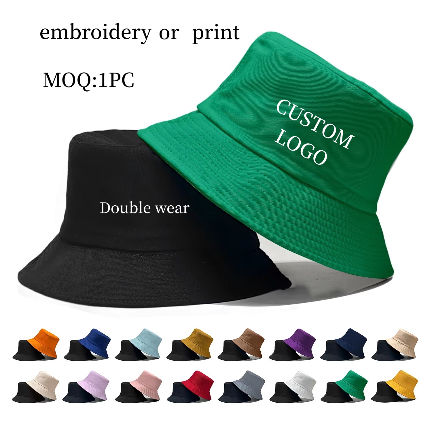 カスタムロゴ入り両面フィッシャーマンキャップ 春夏 アウトド - Bucket Hat Women のレビューと価格