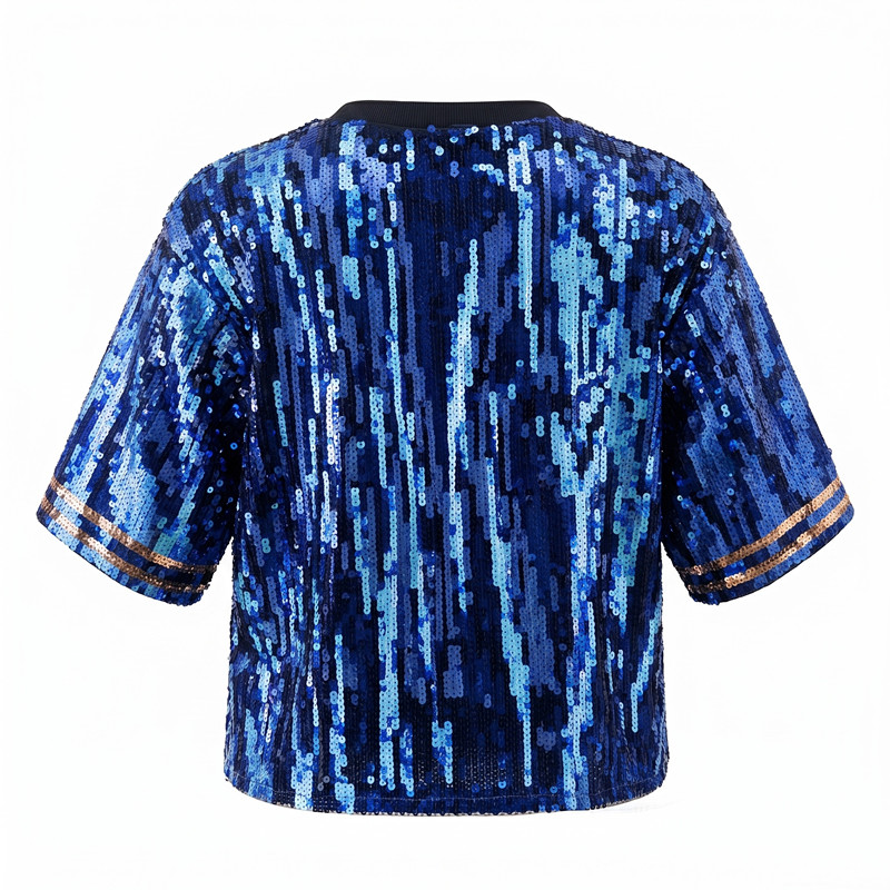 夏の新ファッションラグビープリントスパンコール女性半袖 Tシ - Women'S Fashion Rugby Top のレビューと価格