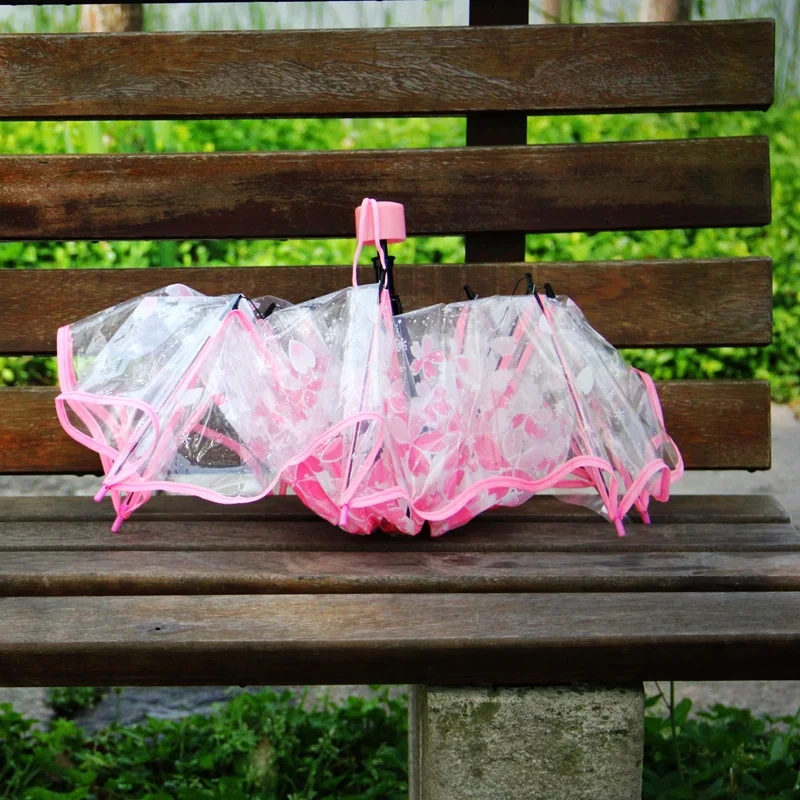 女性用3層透明傘,クリアレイン傘,防風,桜,女性用ファッショ - Women'S Fashion Umbrella のレビューと価格