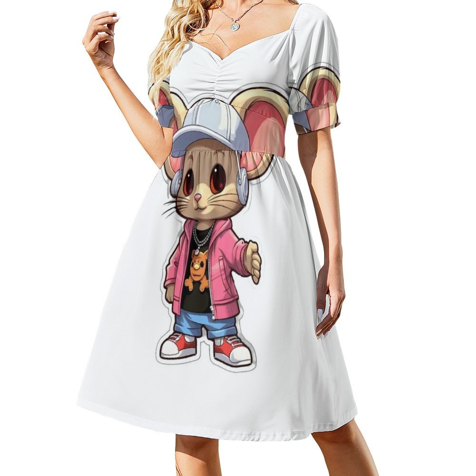 Kpop ヒップホップ マウス 3 花柄スモックドレス レデ - Smocked Dress Women のレビューと価格