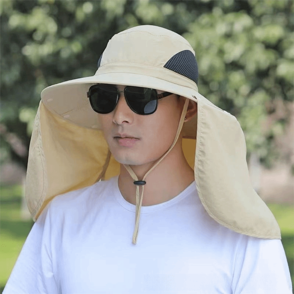 取り外し可能な布製メンズサンハット大きなつばネック保護女性用 - Bucket Hat Women のレビューと価格