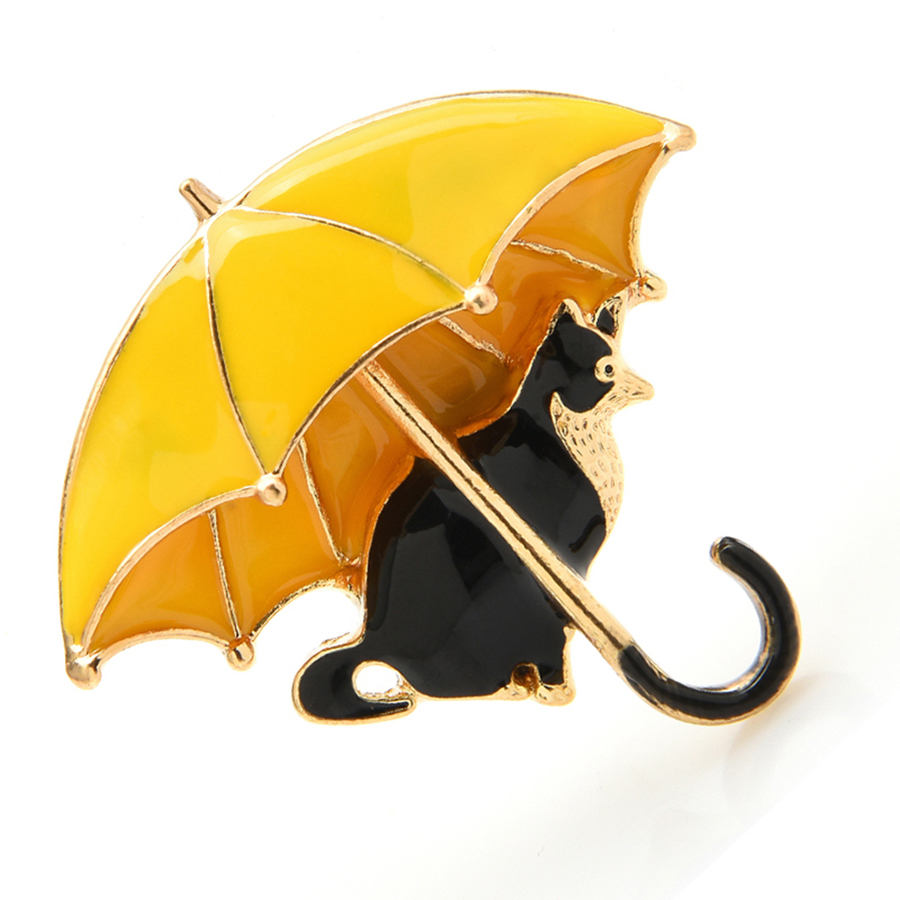 かわいい猫傘ブローチ女性のためのエナメル 4 色キツネ動物パ - Women'S Fashion Umbrella のレビューと価格