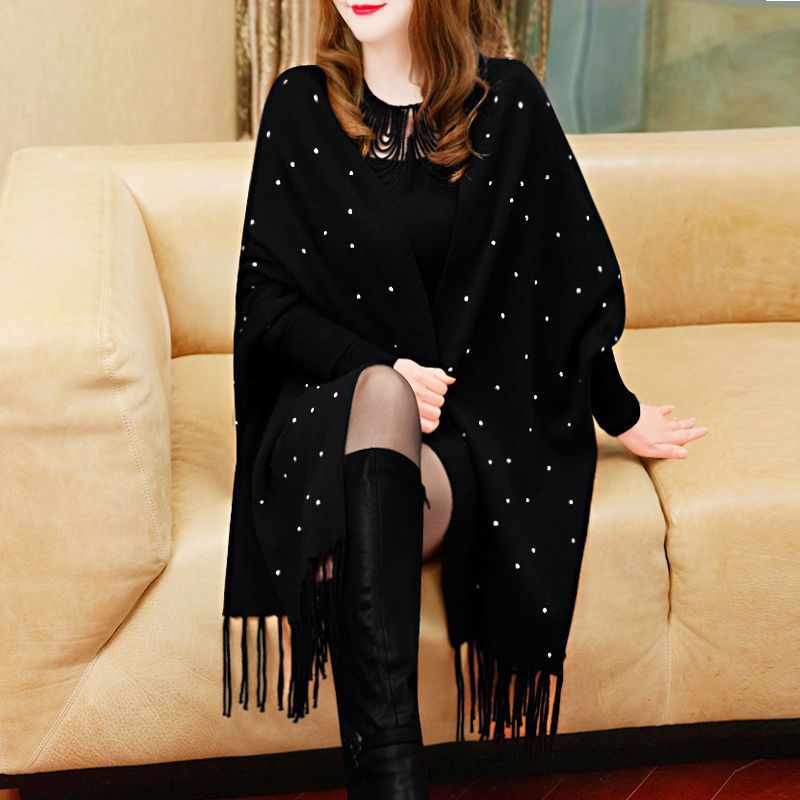4 色 Soild マントオーバーサイズビーズクリスタル冬ニ - Women'S Fashion Long Coat のレビューと価格