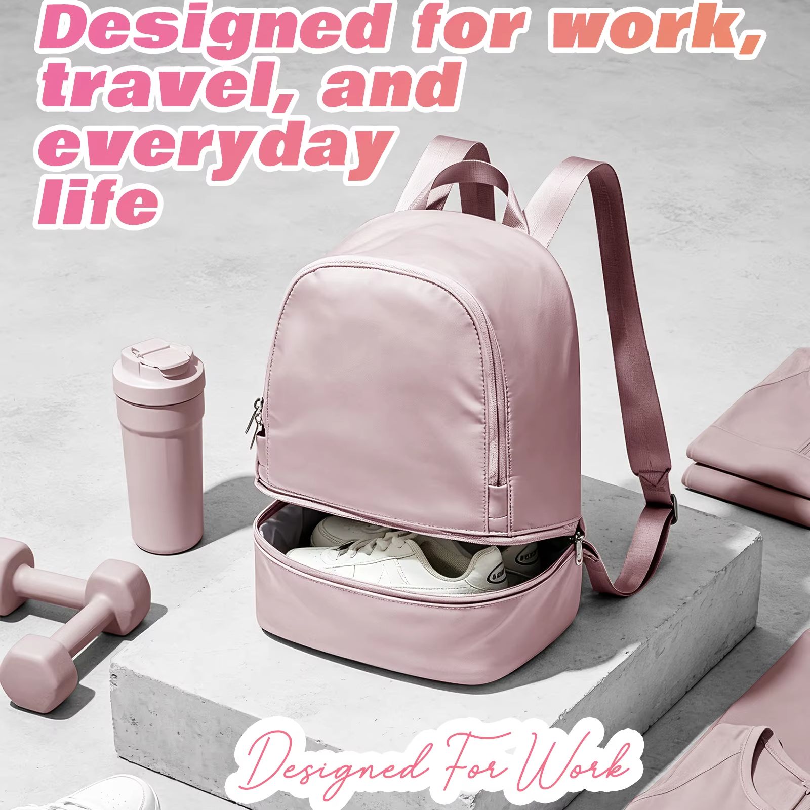 女性用バッグ、靴用コンパートメント付き小型スポーツバックパッ - Women'S Fashion Backpack のレビューと価格