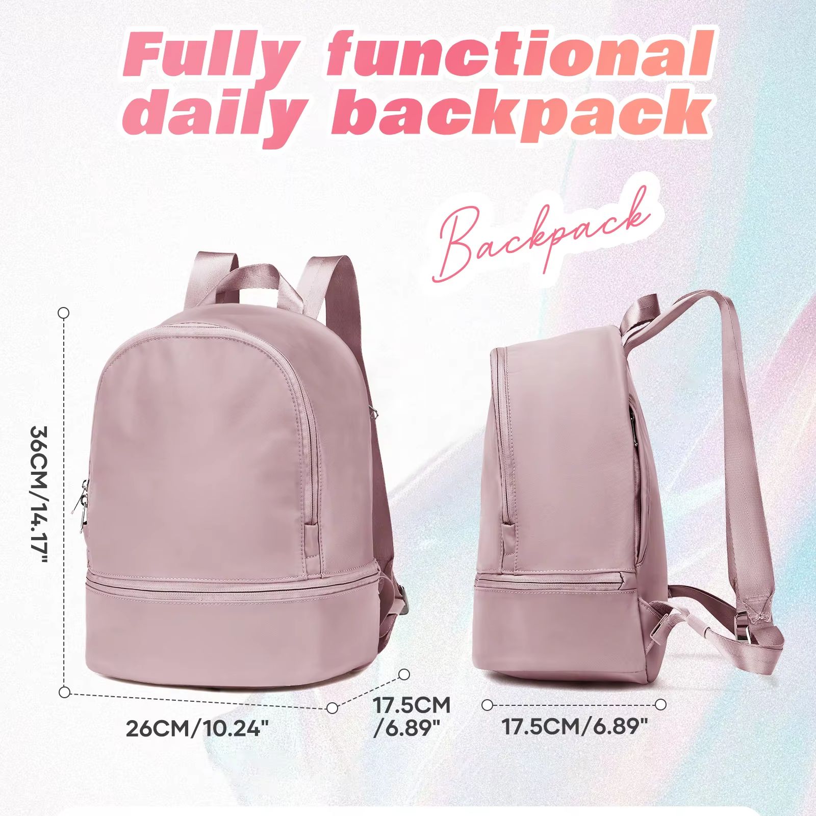 女性用バッグ、靴用コンパートメント付き小型スポーツバックパッ - Women'S Fashion Backpack のレビューと価格