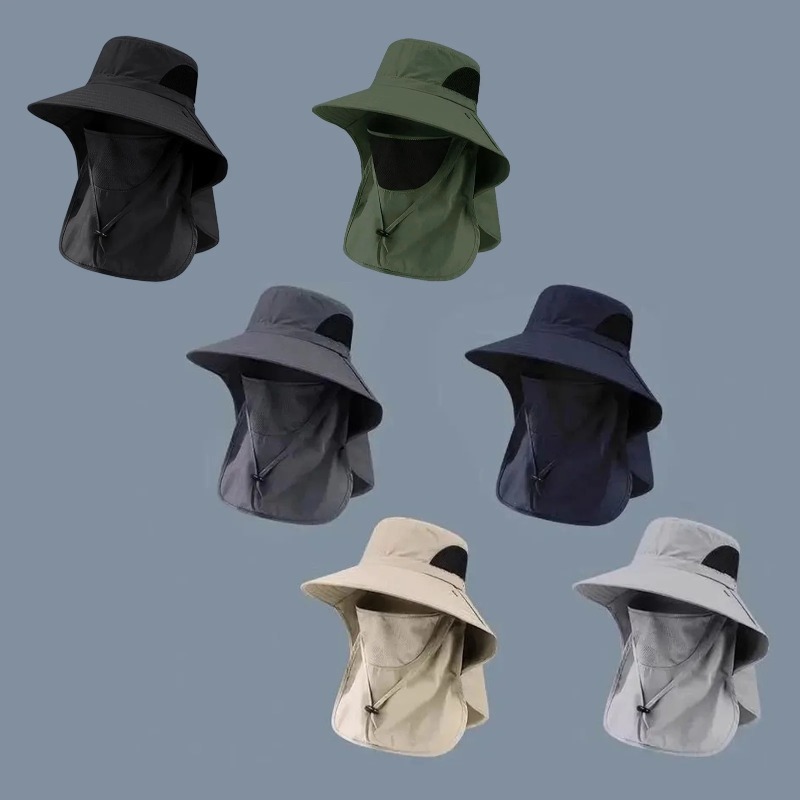 ポリエステル製サンフィッシングハット ネックカバー付き つば - Bucket Hat Women のレビューと価格
