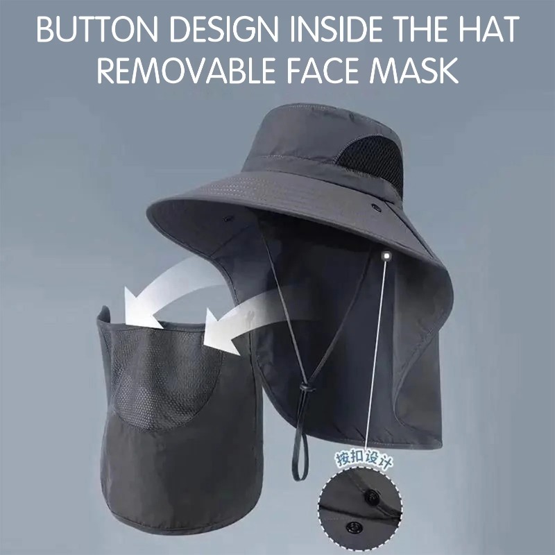 ポリエステル製サンフィッシングハット ネックカバー付き つば - Bucket Hat Women のレビューと価格