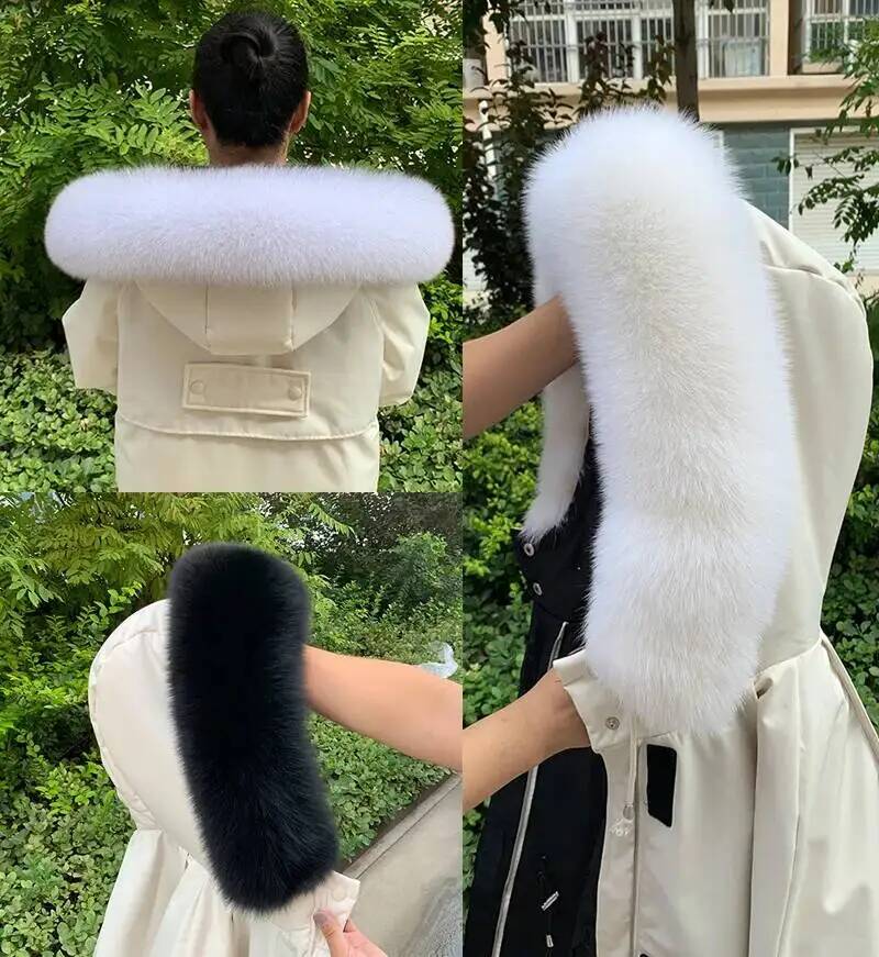 100%天然毛皮の襟 冬用 本物の狐の毛皮のスカーフ 女性用 - Women'S Fashion Long Coat のレビューと価格