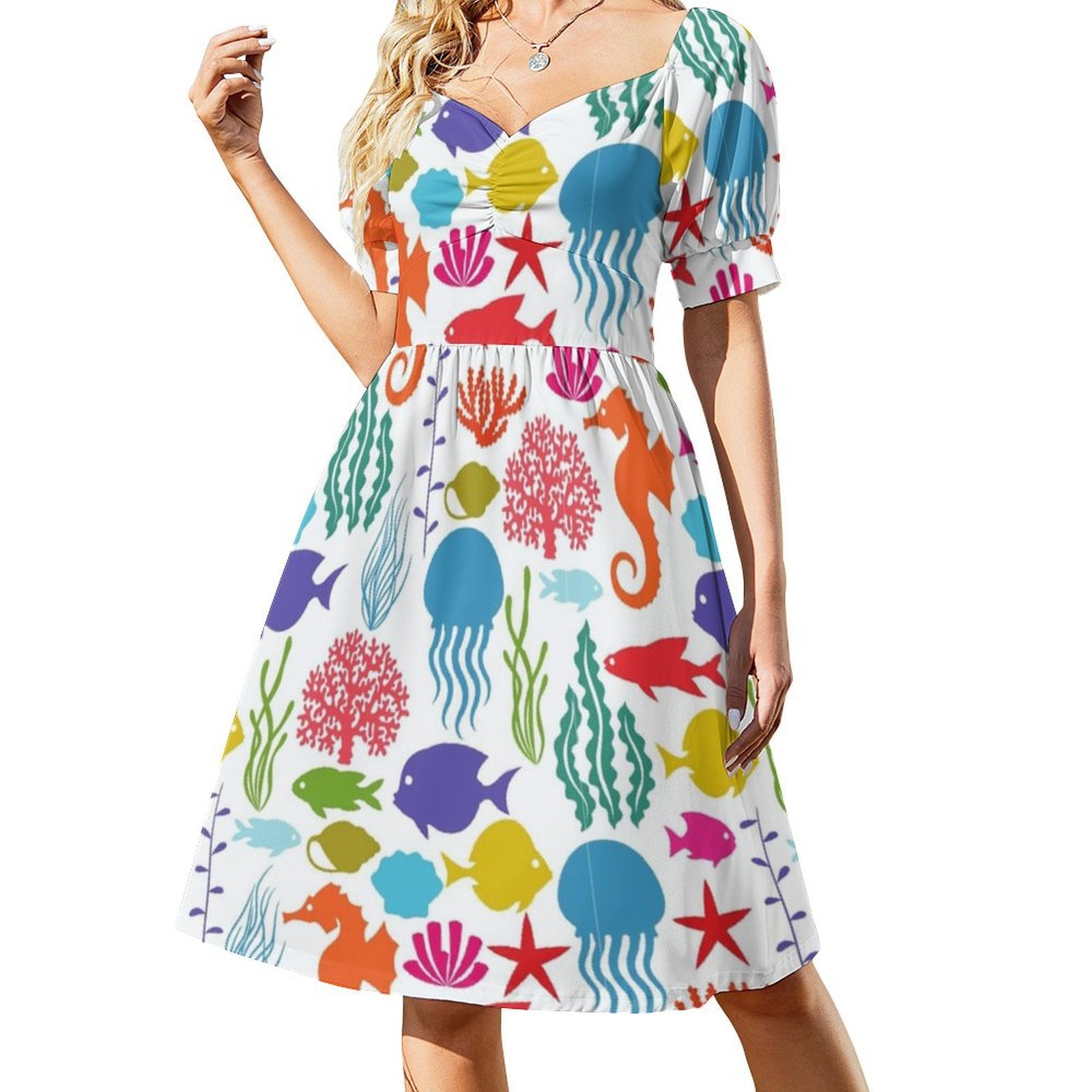 トロピカル 08 花柄スモックドレス 女性用 春夏 カジュア - Smocked Dress Women のレビューと価格