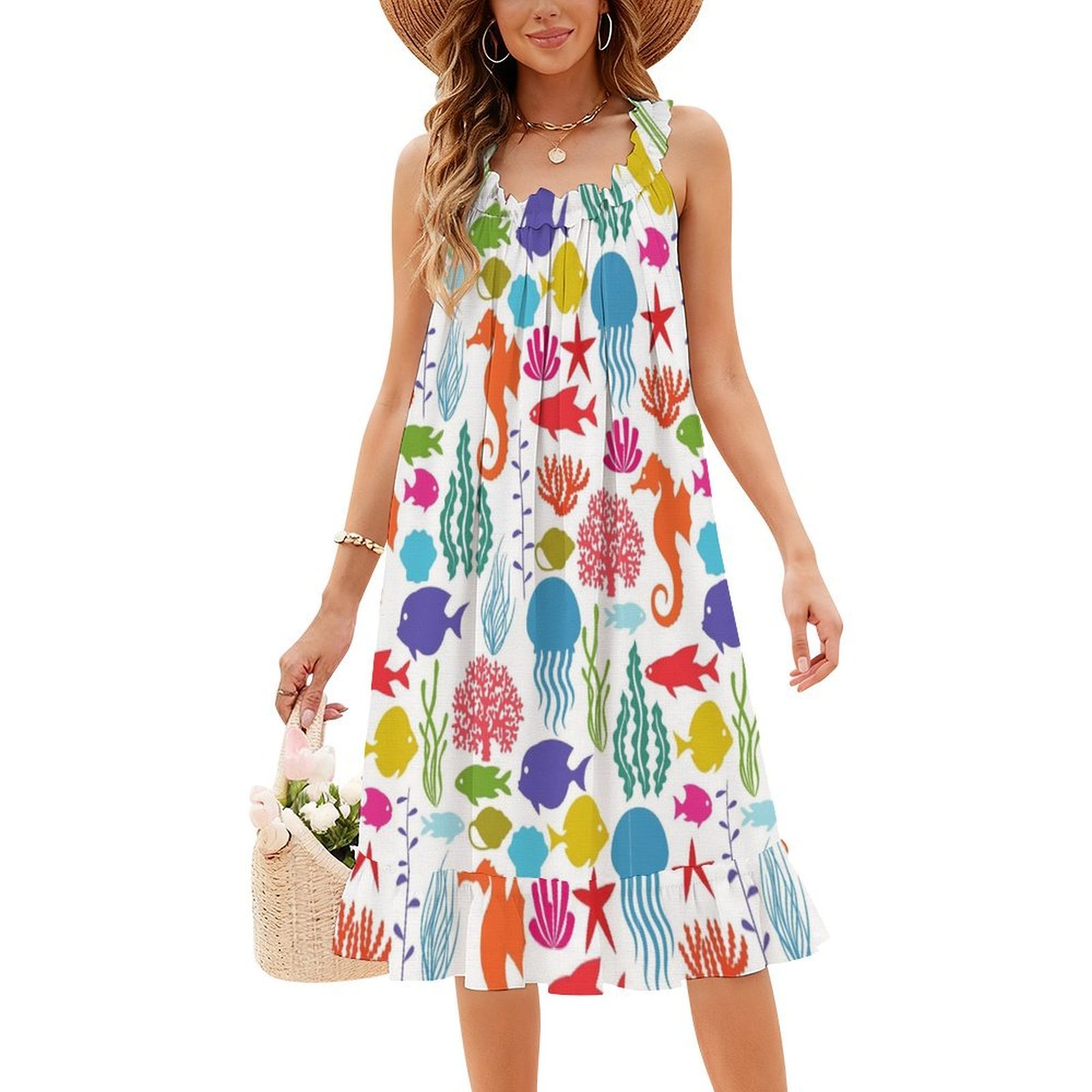トロピカル 08 花柄スモックドレス 女性用 春夏 カジュア - Smocked Dress Women のレビューと価格
